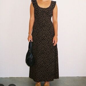 Lisa Says Gah Iris Black Maxi Dress with polka dots